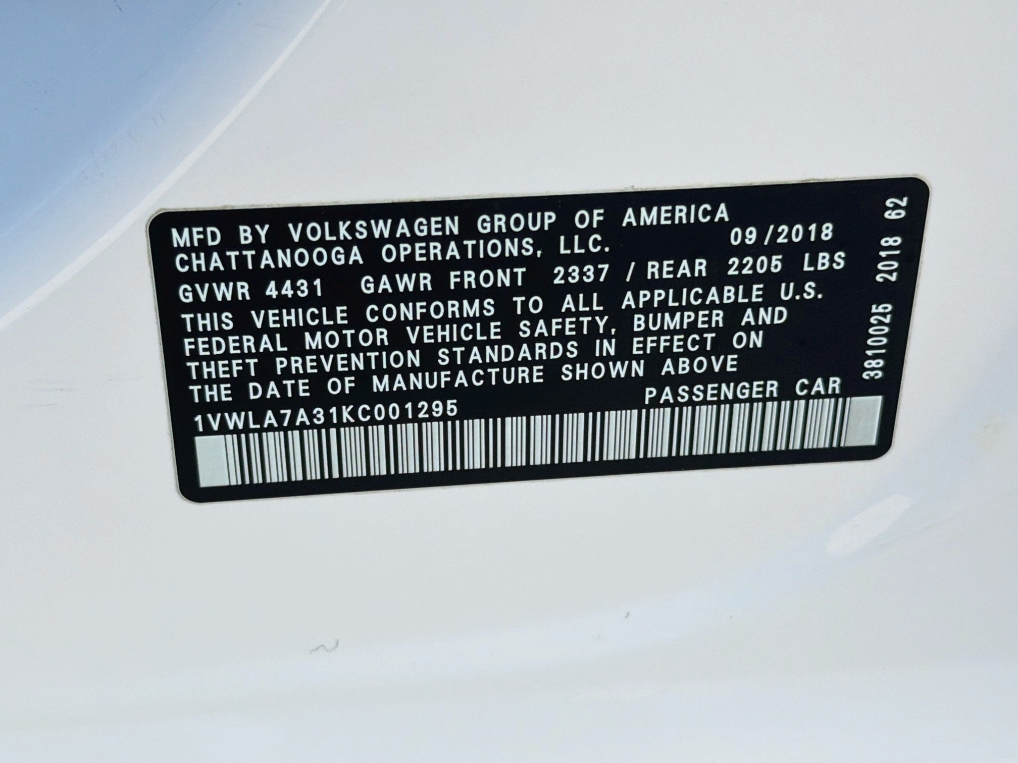 2019 Volkswagen Passat 2.0T Wolfsburg Edition