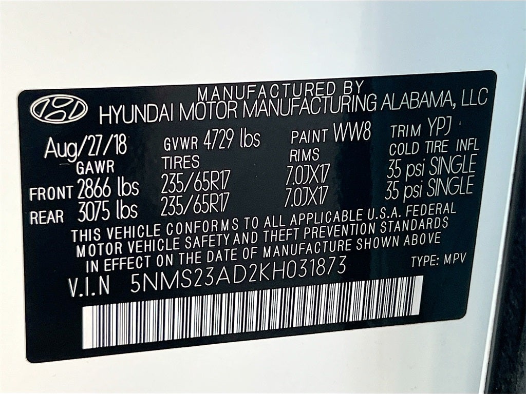 2019 Hyundai SANTA FE SE