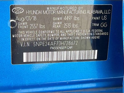 2018 Hyundai SONATA SE