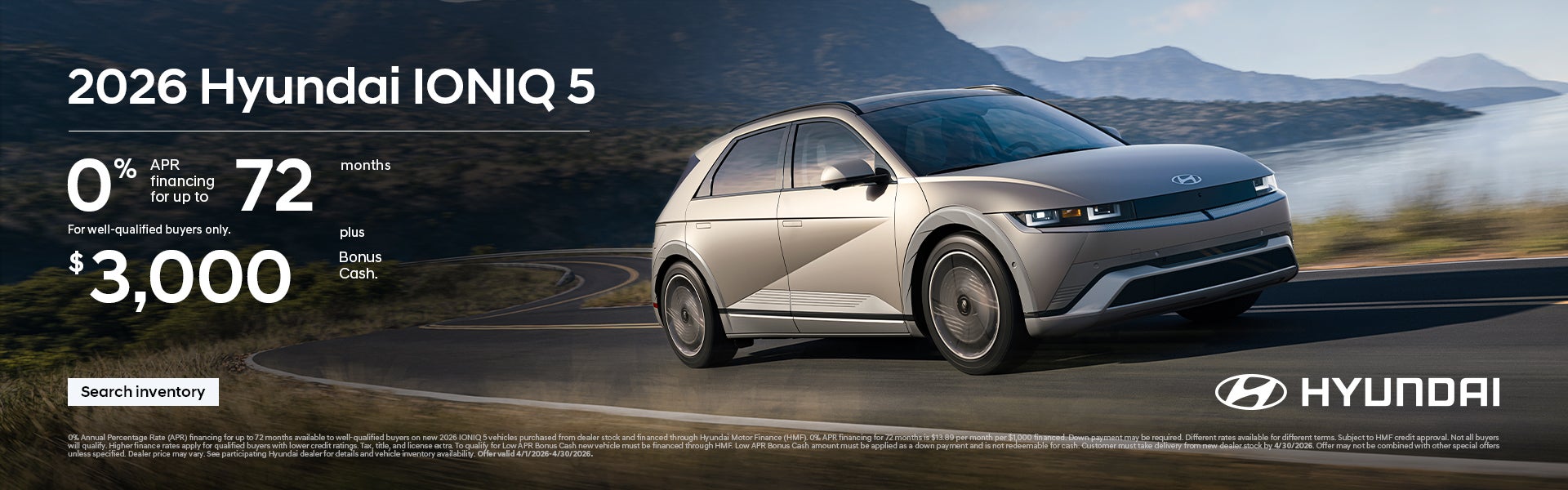 2026 Hyundai IONIQ 5 APR and Bonus Cash Offer